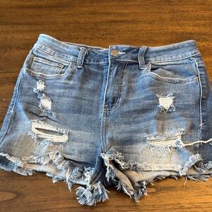 Cello Blue Distressed Jean Shorts